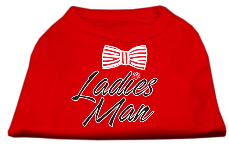 Ladies Man Screen Print Dog Shirt Red XS